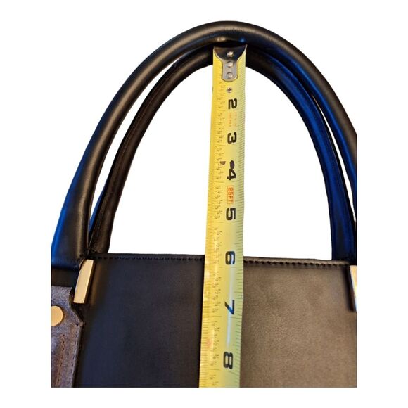 Alberta Di Canio Satchel Made in Italy Black Leather Purse with Gray Suede Trim - Picture 14 of 16